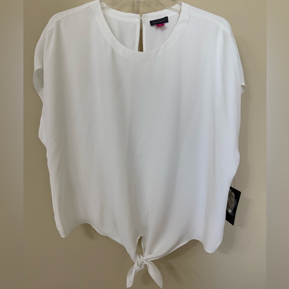 Vince Camuto White Tie-Front Blouse
